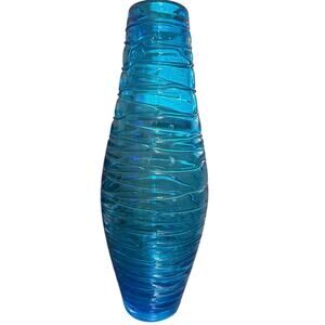 Fulvio Bianconi 4 Venini turquoise threaded hand blown vase  and is not signed